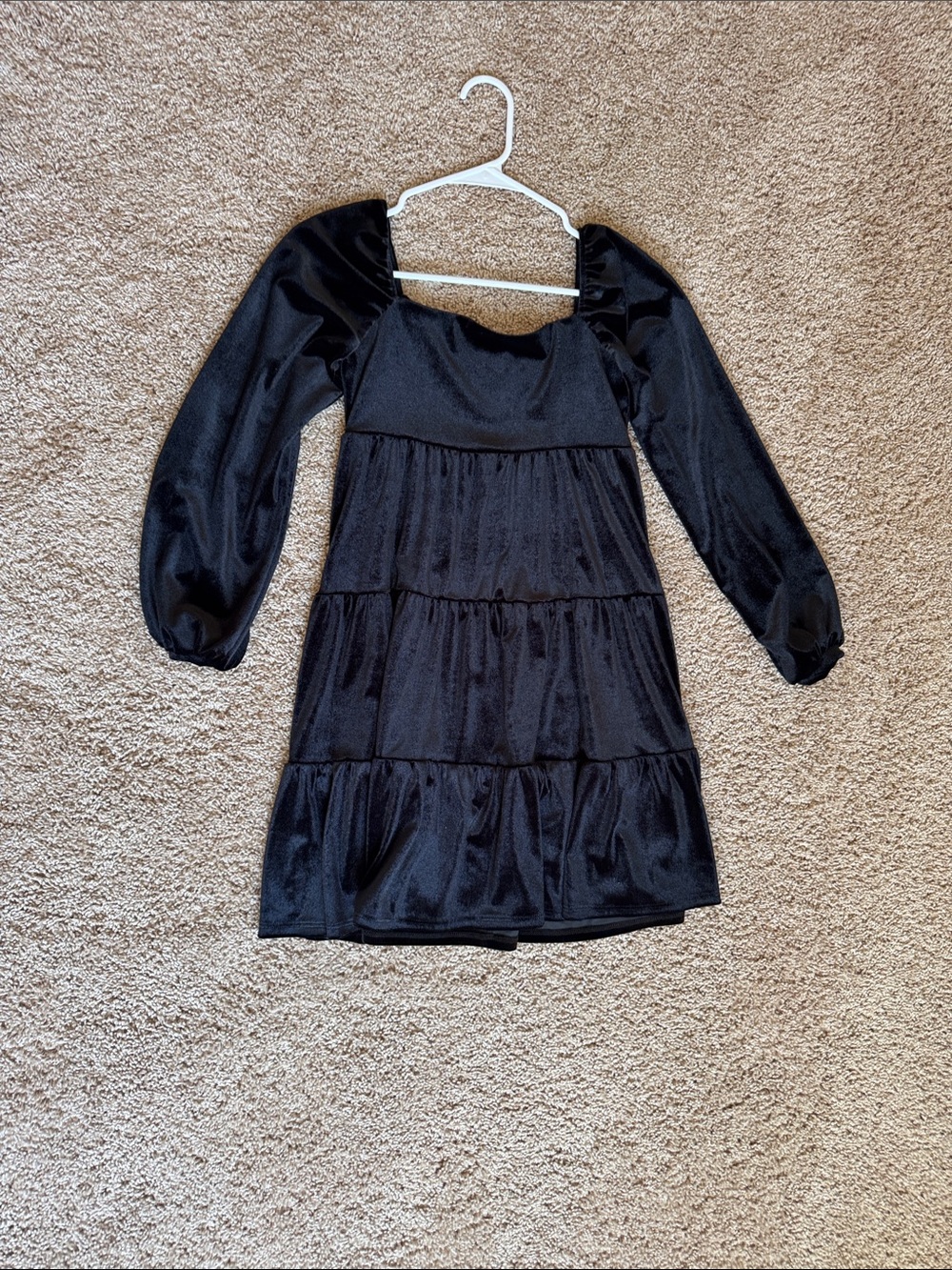 Altar'd State Black Tiered Puff-Sleeve Kids Dress